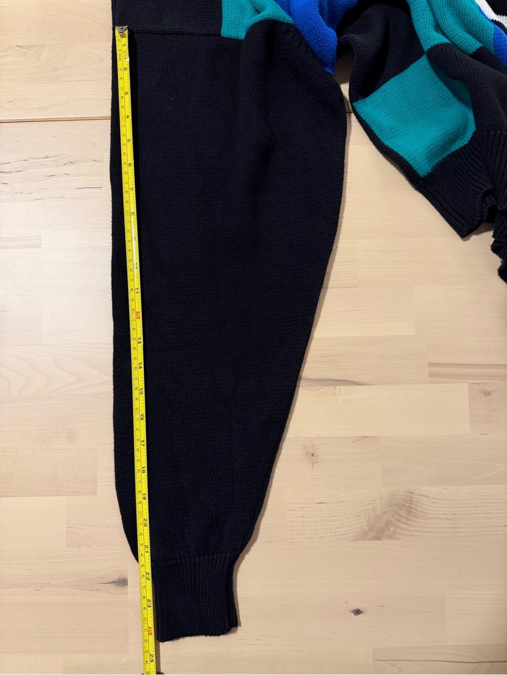 Pringle Men's Colorblock Crewneck Sweater in Blue, Teal & Black - Picture 7 of 7